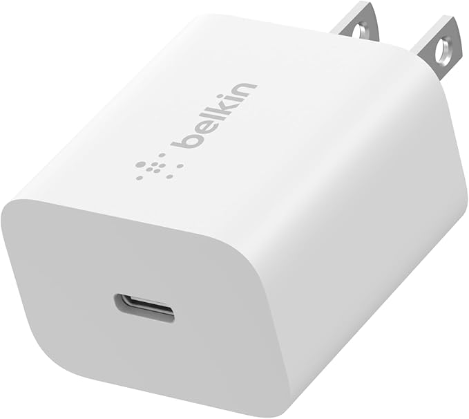 Belkin USB C Charger Block 20W, iPhone Charger Fast Charging - iPhone 17, Air, Pro, Pro Max, Samsung Galaxy S25, Google Pixel 10, iPad, AirPods, Nintendo Switch 2 & More - White