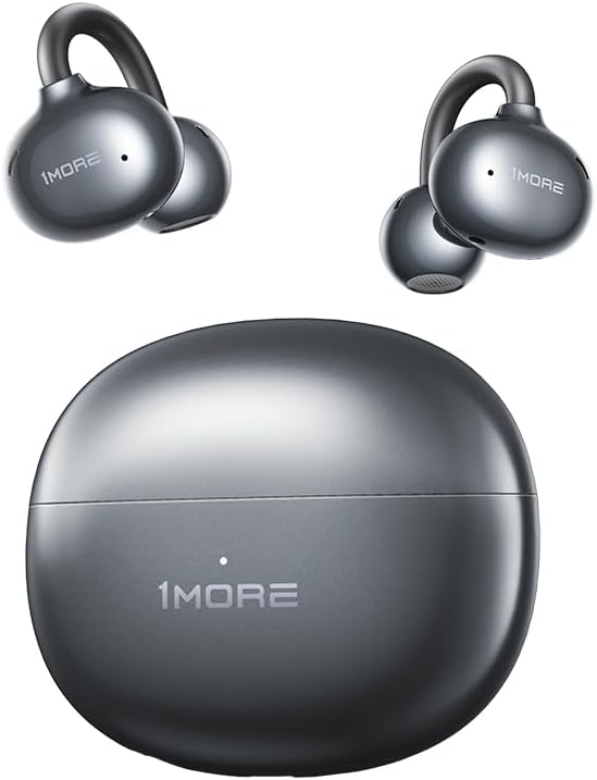 1MORE S20 Open Ear Headphones, Lightweight Comfort Clip-On Wireless Earbuds, 30H Playtime Bluetooth 5.4 Headphones with 4 ENC Microphones, IPX5 Water Resistance, Secure Fit for Sports Workout, Black