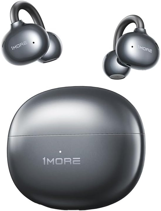 1MORE S20 Open Ear Headphones, Lightweight Comfort Clip-On Wireless Earbuds, 30H Playtime Bluetooth 5.4 Headphones with 4 ENC Microphones, IPX5 Water Resistance, Secure Fit for Sports Workout, Black