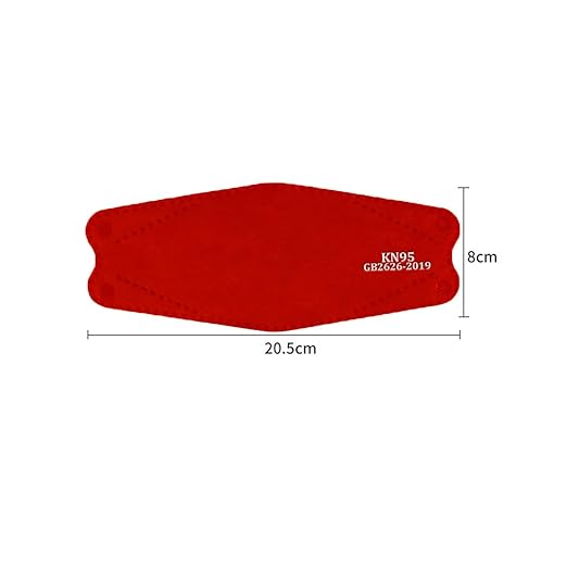 akgk KN95 Face Masks 50 Pack, 5-Ply Disposable Red Face Mask Against PM 2.5 Smoke & Dust, Filtration Efficiency 95%