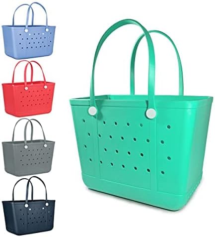 Extra Large Rubber Tote Bag Beach Bag, Washable Durable Open Beach Tote Bag, Travel Totes Bag for Pool Boat Sports