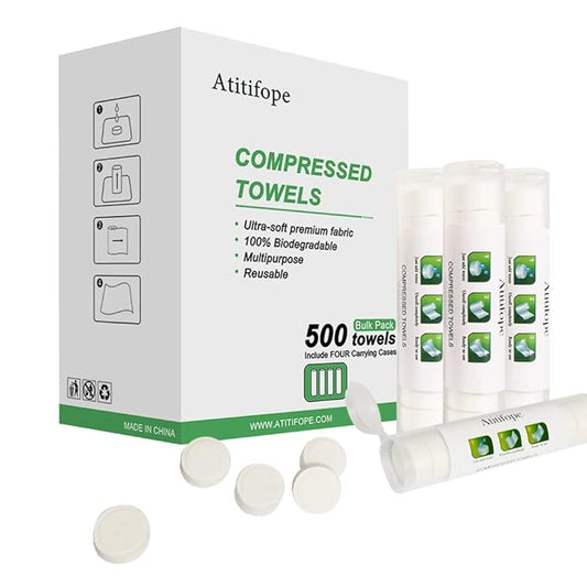 Compressed Towel Camping Hiking Travel Reusable Clean Towels Coin Tissues Bulk Pack 500Count