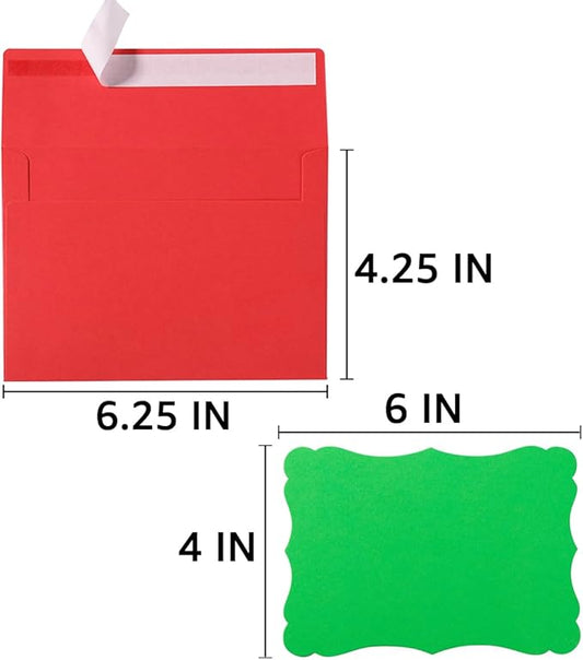 100 Pack 4x6 Envelopes with Colorful Blank 4x6 Cards Self-Adhesive Business Envelopes Invitations Cards Envelopes (Multicolored, A4)