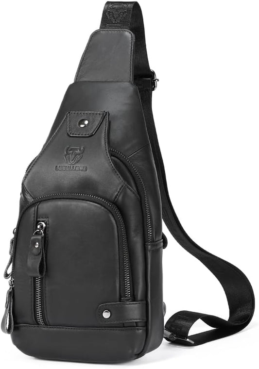 Sling Bag for Men Genuine Leather Chest Bag Crossbody Backpack Travel Hiking Outdoor Sports
