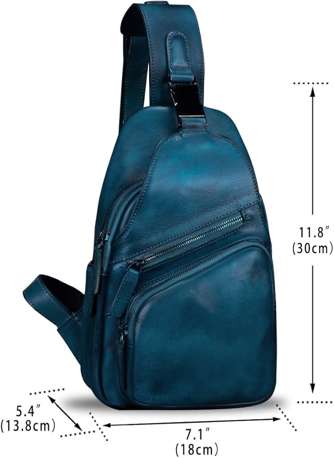 IVTG Genuine Leather Sling Bags for Men and Women Chest Shoulder Backpack Handmade Crossbody Motocycle Daypack