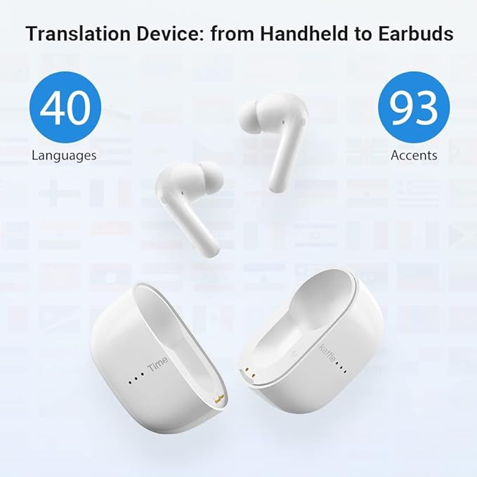 Timekettle M3 Language Translator Earbuds, Two-Way Translator Device with APP for 40 Languages Online, Voice Translator for Exploring Expat Life Freely, Compatible with iOS, Android (Online Version)