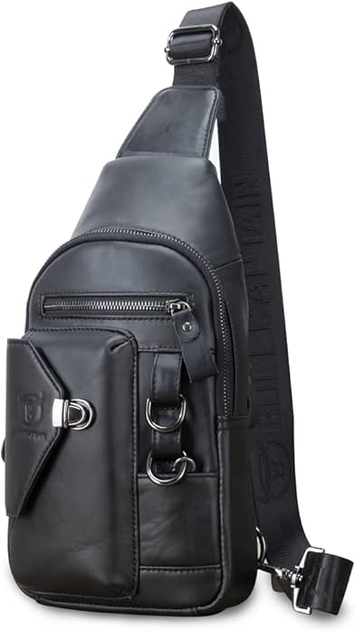 KPYWZER Vintage Leather Sling Bag Backpack for Men Crossbody Shoulder Chest Day Pack Backpacks
