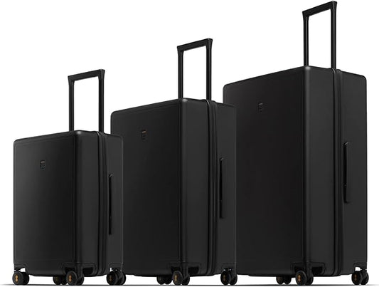 LEVEL8 Luggage Sets 3 Piece, 20 Inch Carry on, 24&28 Checked Hardshell Suitcases Set, Lightweight Luminous Textured Large Luggages with Spinner Wheels Tsa Lock, 3-Piece Set (20/24/28), Black
