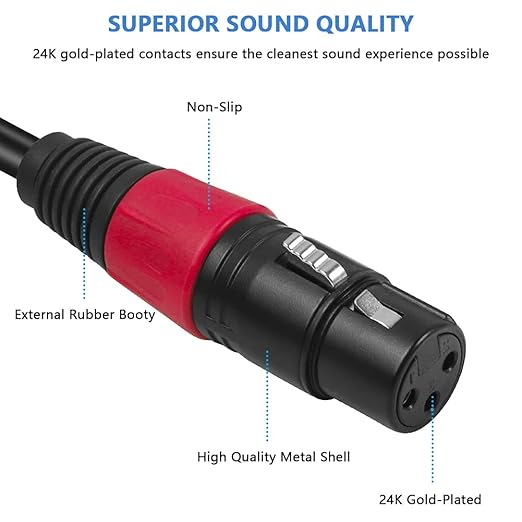 Yabeda XLR to 1/4 Adapter, Balanced 3 Pin XLR to quarter inch TRS Converter Interconnect Cable - 5 Feet