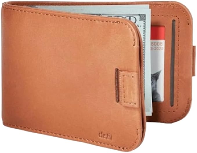 Distil Union Wally Bifold 5.0 Premium RFID Wallet with Titanium Money Clip - Slim Bifold Wallet for Men, Full Grain Leather, Minimalist RFID Card Holder - Holds 14 Cards & 30 Bills - Brown