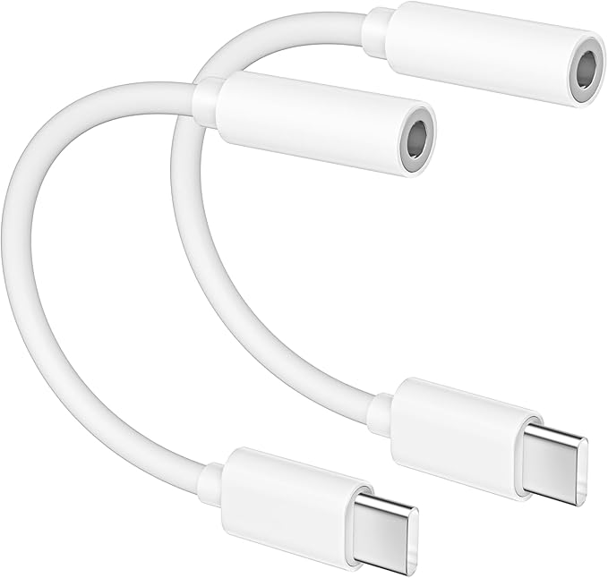 [MFi Certified] 2 Pack Headphone Adapter for iPhone 16 15,USB Type C to 3.5mm Female Headphone Jack Adapter Aux Audio Dongle Compatible with iPhone 16/16 Plus/16 Pro/16 Pro Max/15/15 Pro/15 Pro Max