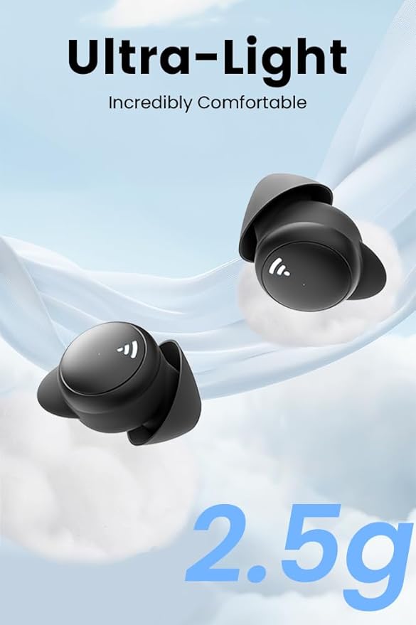 Sleep Earbuds for Side Sleepers Wireless Bluetooth Headphones Mini Invisible Earplugs Small Design Comfortable in-Ear Ear Buds Noise Blocking for Sleeping Working Hiking-Black
