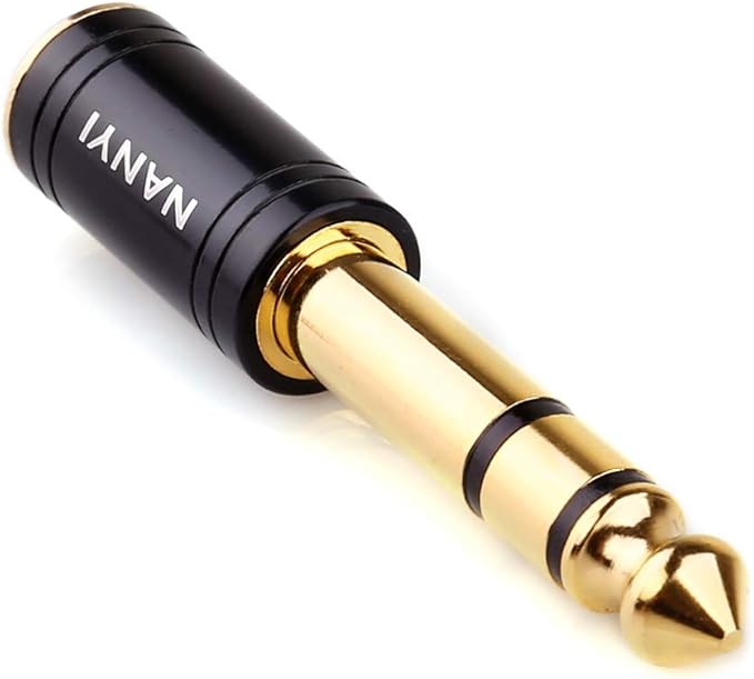NANYI 1/4'' Male to 1/8'' Female Stereo Headphone Adapter Connect Cable, Upgrade 6.35mm Jack Stereo Socket Male to 3.5mm Jack Stereo Plug Female for Headphone, Amp Adapte, Black 1-Pack
