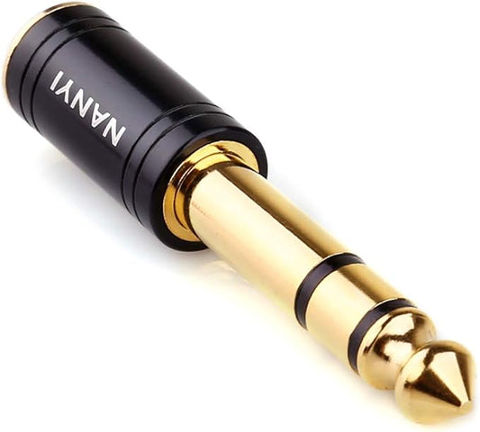 NANYI 1/4'' Male to 1/8'' Female Stereo Headphone Adapter Connect Cable, Upgrade 6.35mm Jack Stereo Socket Male to 3.5mm Jack Stereo Plug Female for Headphone, Amp Adapte, Black 1-Pack