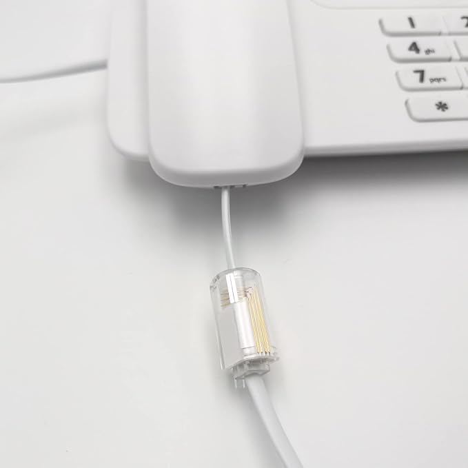 NECABLES 2+2Pack No Tangle Phone Cord for Landline 2pcs Telephone Handset Cord and 2pcs Detangler for Desk Phone White