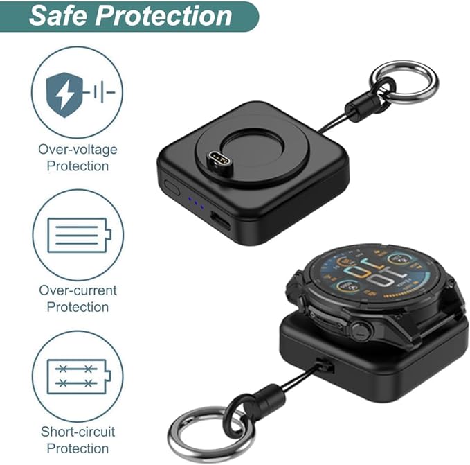 Charger for Garmin Watch - 1200mAh Portable Charger for Garmin Vivoactive 6 5, Fenix 8 7X 6, Venu 3s 3 2, Instinct 3 2, Forerunner 165 265 965, Approach S70 S62 S50 S44, Epix Pro 2, Tactix 8 7, Enduro