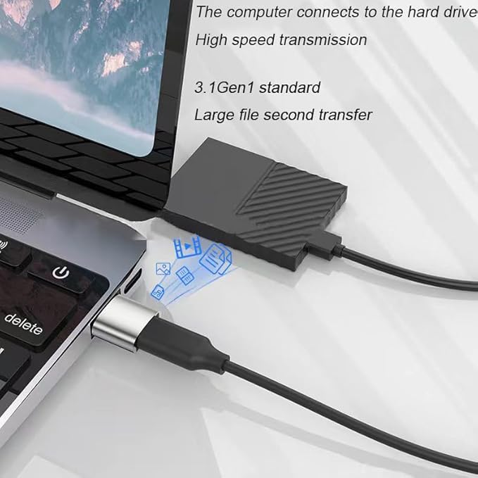 2*USB C Male to USB 3.0 Female Converter Adapter & 2*USB 2.0 Male to USB C Female OTG Adapter for Charging and Data Transmission (4 Pack) - Silver