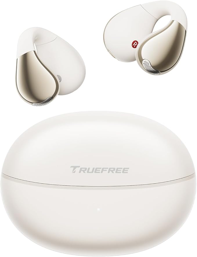 truefree B1 Open-Ear Wireless Earbuds, Bluetooth 5.4 Headphones with Spatial Audio, Ultra-Light Clip-On Fit, 25H Battery, Fast Charging, Multipoint Connection, App Customization, Workouts, Commute