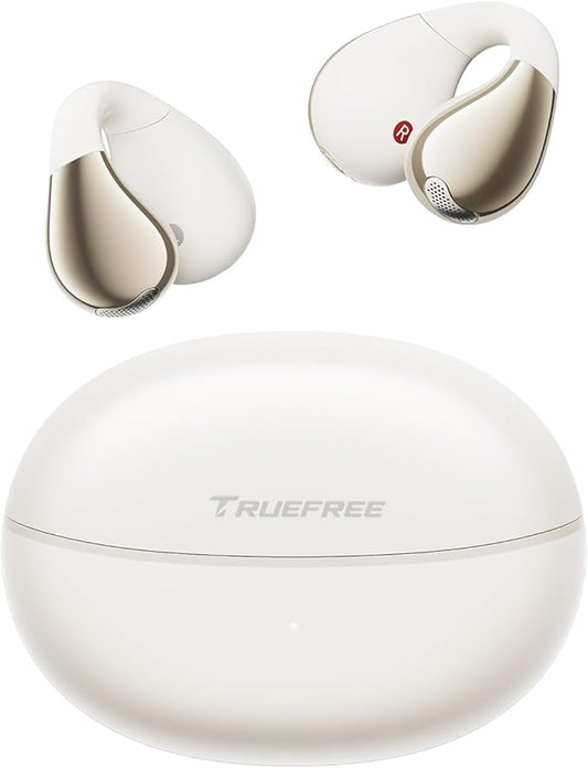 truefree B1 Open-Ear Wireless Earbuds, Bluetooth 5.4 Headphones with Spatial Audio, Ultra-Light Clip-On Fit, 25H Battery, Fast Charging, Multipoint Connection, App Customization, Workouts, Commute