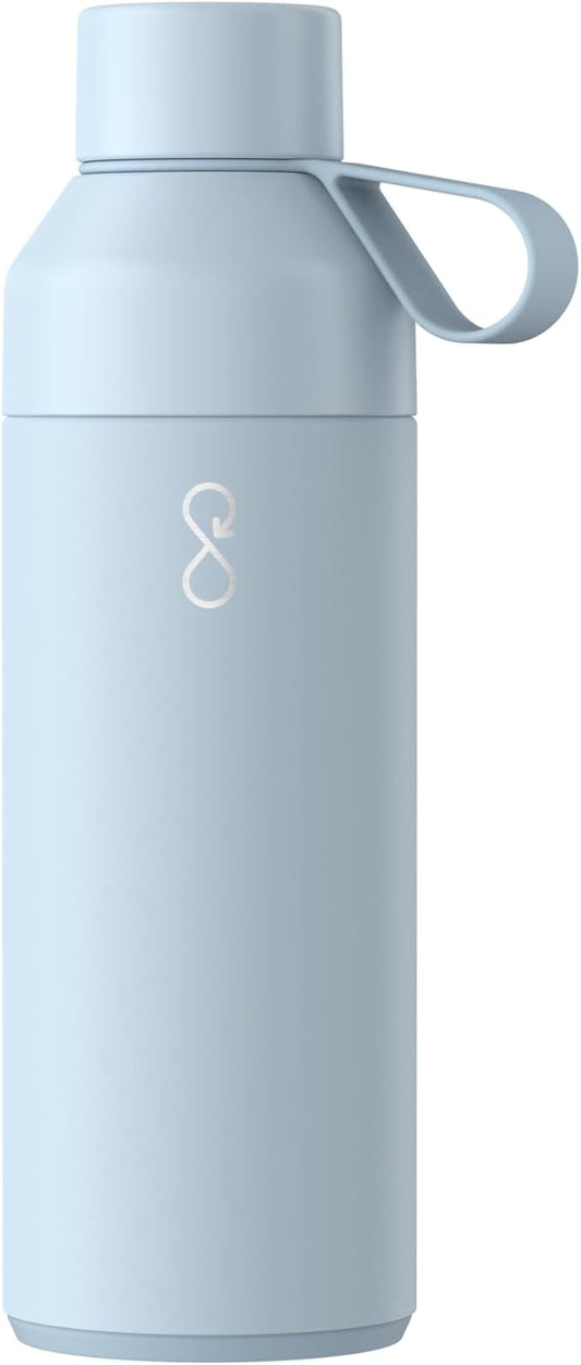 Ocean Bottle Original 17 oz | Stainless Steel Water Bottle | Reusable & Sustainable | Keeps Drinks Cold & Hot | Eco Friendly Gift (Ice Blue)