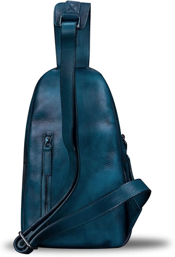 IVTG Genuine Leather Sling Bags for Men and Women Chest Shoulder Backpack Handmade Crossbody Motocycle Daypack