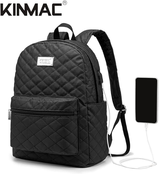 Kinmac Water Resistant Laptop Backpack with USB Charging Port for Laptop Up to 15.6 Inch (Embroider)