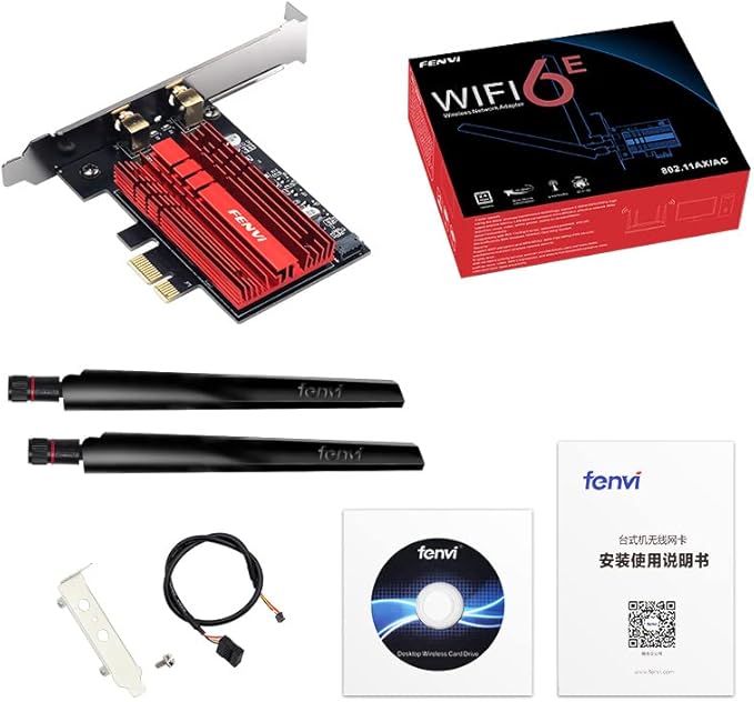 WiFi 6E AX210 PCI-E WiFi Network Card BT5.3 160MHz Tri-Band Expands WiFi into 6GHz/5GHz/2.4GHz 5400Mbps Gigabit AX210ngw Desktop PC PCIe Wireless Adapter WiFi 6E 802.11ac ax MU-MIMO for Windows 11/10