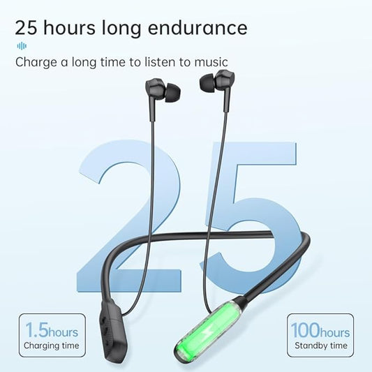 in-Ear Wireless Earbuds 25 Hours Working Neckband Bluetooth 6.0 Headphones Fast Charging ENC Neckband Magnetic Ultra-Lightweight Comfort Sports Music Game Dual Mode Wireless Headphone