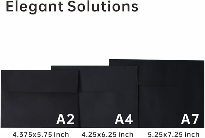 Keketer A2 Black Printable Envelopes 80 Pack Self - Seal, for 5x7 Cards, Weddings, Invitations, Baby Shower 4.375 x 5.75 Inches