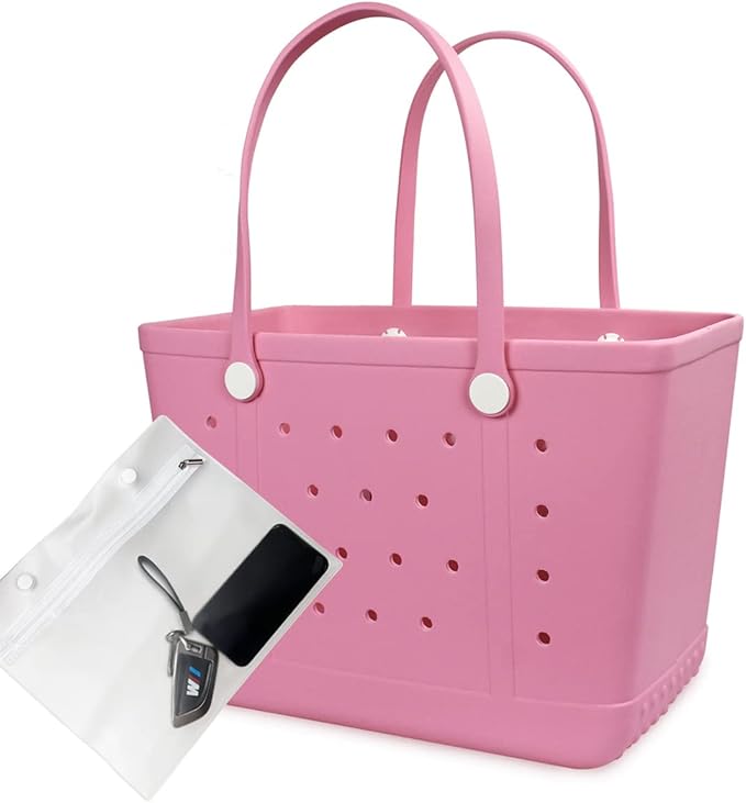 Beach Bag X Large Rubber Tote Bag, Waterproof Washable Open for Women Croc Bag Hand Bag for Beach Pool Yoga