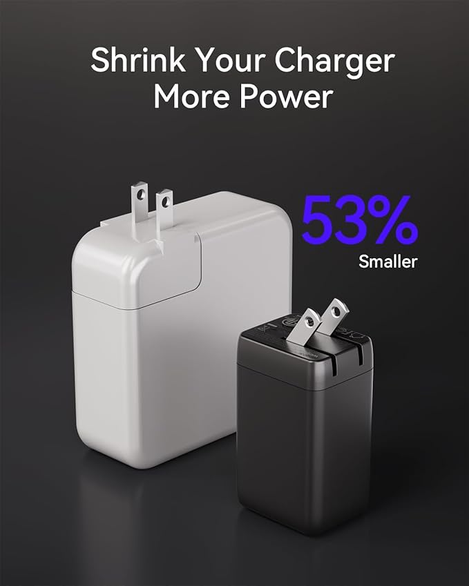 USB C Charger, 67W 3-Port GaN Fast Compact Foldable for MacBook Pro/Air, Pixelbook, iPad Pro, iPhone 16/15/Pro, Galaxy S25/S24, Note20, Pixel, Apple Watch
