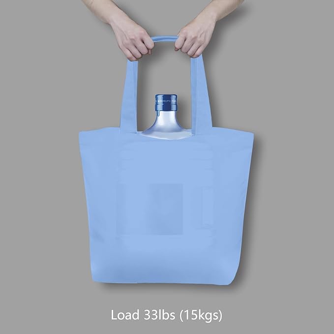 TOPDesign 1-Pack Super Strong Large 12oz Cotton Canvas Tote Bag, Reusable Grocery Shopping Cloth Bag, Fashionable Two-Tone Tote for Crafts, DIY Your Creative Designs