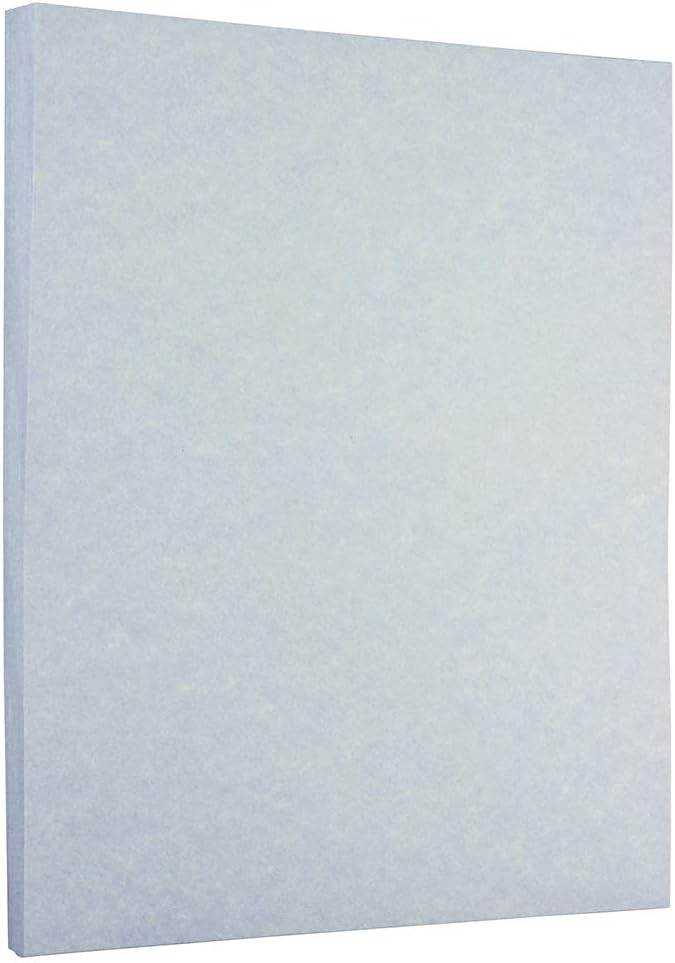 JAM PAPER Parchment 24lb Paper - 90 gsm - 8.5 x 11 - Blue Recycled - 50 Sheets/Pack