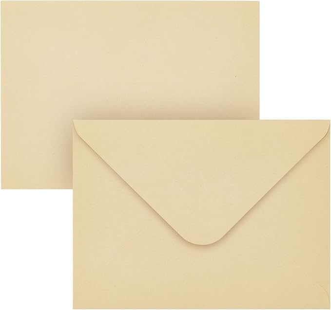 Juvale Vintage Envelopes - A6 (4.7 x 6.5 In), Light Brown, 100 Pack, V-Flap - Blank Envelopes for Invitations & Greeting Cards - Antique A6 Stationery for Thank You Cards & Letters
