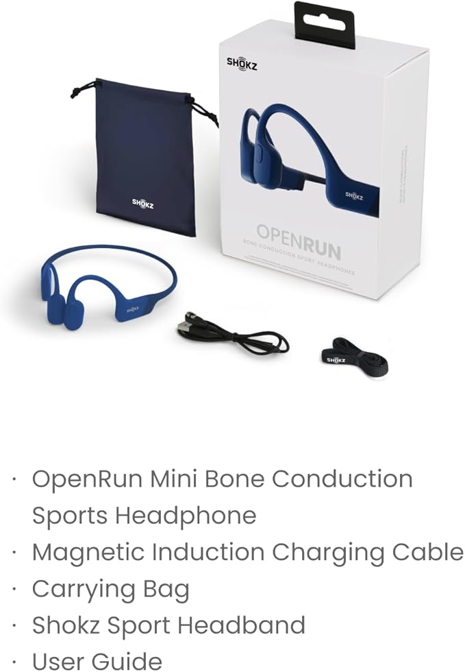 SHOKZ OpenRun Mini (AfterShokz Aeropex Mini) -Bone Conduction Open-Ear Bluetooth Sport Headphones - Waterproof Wireless Earphones for Workouts and Running - Built-in Mic, with Headband