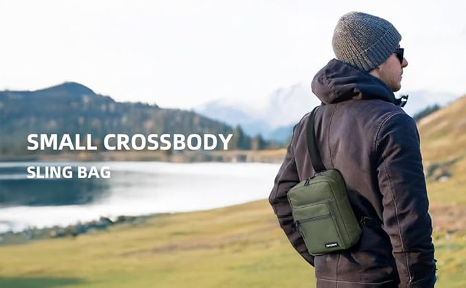 Waterproof Sling Bag For Men, Small Nylon Crossbody Sling Backpack With Multi Pockets, Adjustable Chest Bag For Travel, Hiking, Workout - Green