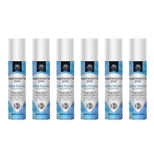 Summer's Eve Freshening Spray | Baby Powder | 2 oz Size | Pack of 6 | pH Balanced, Dermatologist & Gynecologist Tested