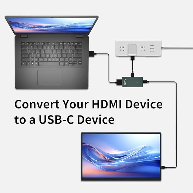 PeakDo HDMI to USB C Adapter 4K@60Hz,HDMI to Type C Adapter for XREAL One/Air 2 Pro/Air 2,Viture Pro/One,RayNeo Air 2s,Rokid AR Glasses,Portable Monitor from PS5/4,Xbox,Switch,Laptop,PC,Dark Green