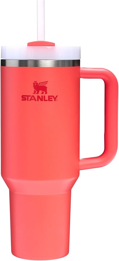Stanley Quencher H2.0 Tumbler with Handle and Straw 40 oz | Flowstate 3-Position Lid | Cup Holder Compatible for Travel | Insulated Stainless Steel Cup | BPA-Free | Hot Coral