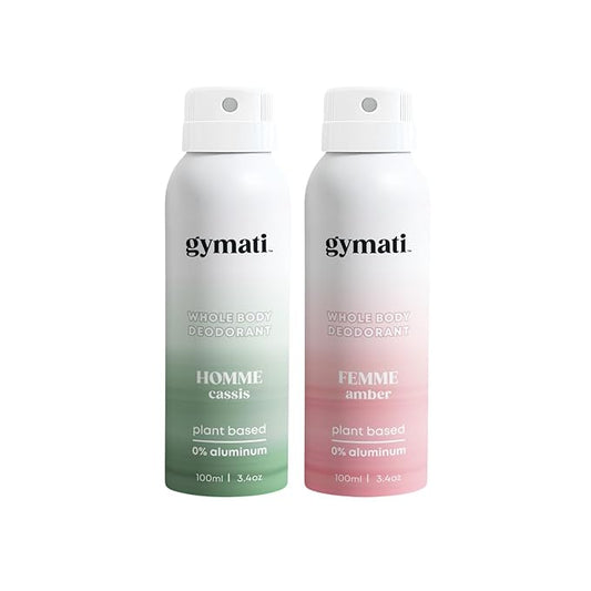 Fitness Deodorant Spray - Men & Women - Aluminum-Free - 24 Hour Odor Protection - Sweat Resistant - Air-Powered - Vegan & Plant-Based - Made in USA - Homme + Femme - 3.4oz Travel Size -2 Pack