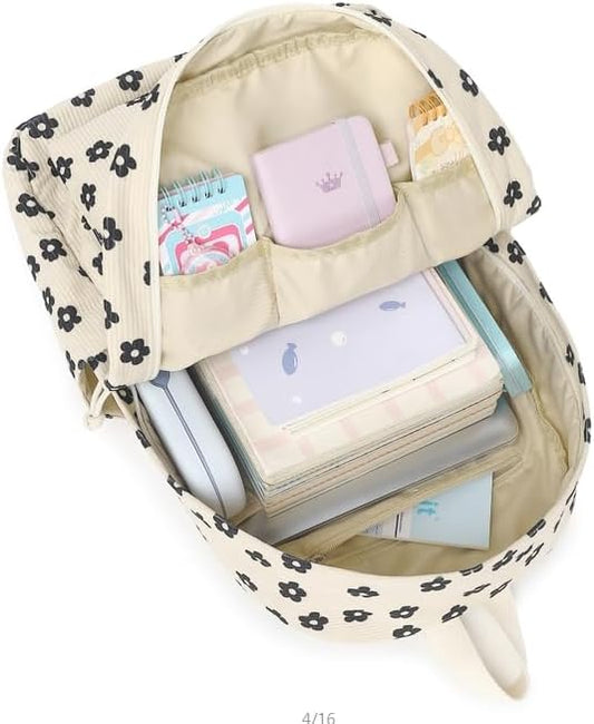 School Backpack for Teens Large Corduroy Bookbag Lightweight 15.6 inch Laptop Bag for Girls Women Casual High School College