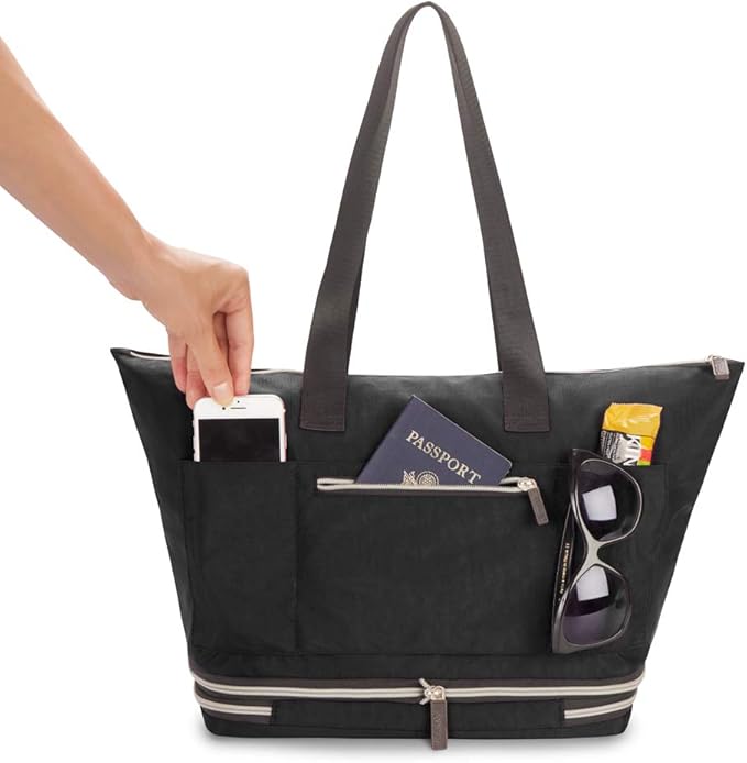 biaggi ZipSak Boost! Foldable Travel Tote – Lightweight Carry-On Personal Item Travel Bag for Women, Airplane, Gym, Overnight