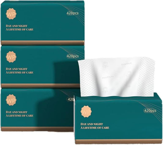 Daisy Facial Tissues 4 Ply Soft Tissues No Fluorescent Agent Native Wood Pulp Production 420 Per pack Soft Tissues For Home, Office and School Use(3 Packs 1260 Sheets) (3)
