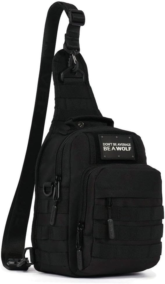WOLFpak 9L Tactical Sling Bag Alpha Black - Compact Crossbody Backpack for Gym, Travel & EDC – Tactical Shoulder Bag with Multiple Pockets – Lightweight, Durable Sling Pack for Men & Women