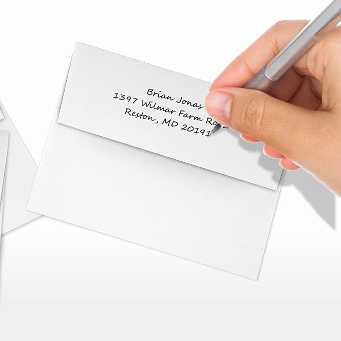 LUXPaper A2 Foil Lined Invitation Envelopes | Peel & Press | 4 3/8" x 5 3/4" | White w/Silver LUX Lining | 70lb. Text | 50 Qty