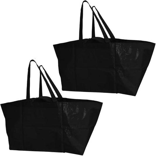 DURASACK Haul-It-All Extra-Large Reusable Shopping Bag – Heavy Duty Open-Top Tote with Handles, 18-Gallon Capacity,Black, Pack of 2