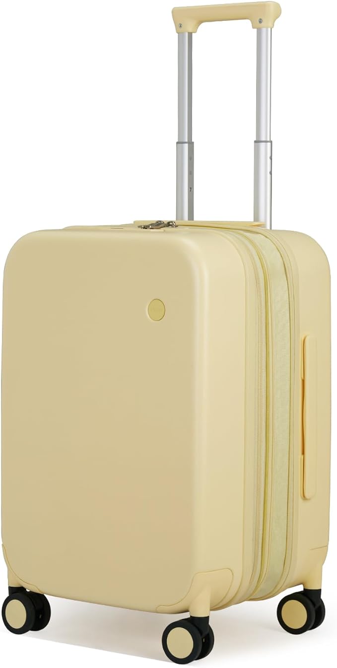 mixi 20 Inch Large Expandable Carry on Luggage Suitcase with Spinner Wheels, Hardside Rolling Travel Suitcase PC with TSA Lock, Lark Yellow