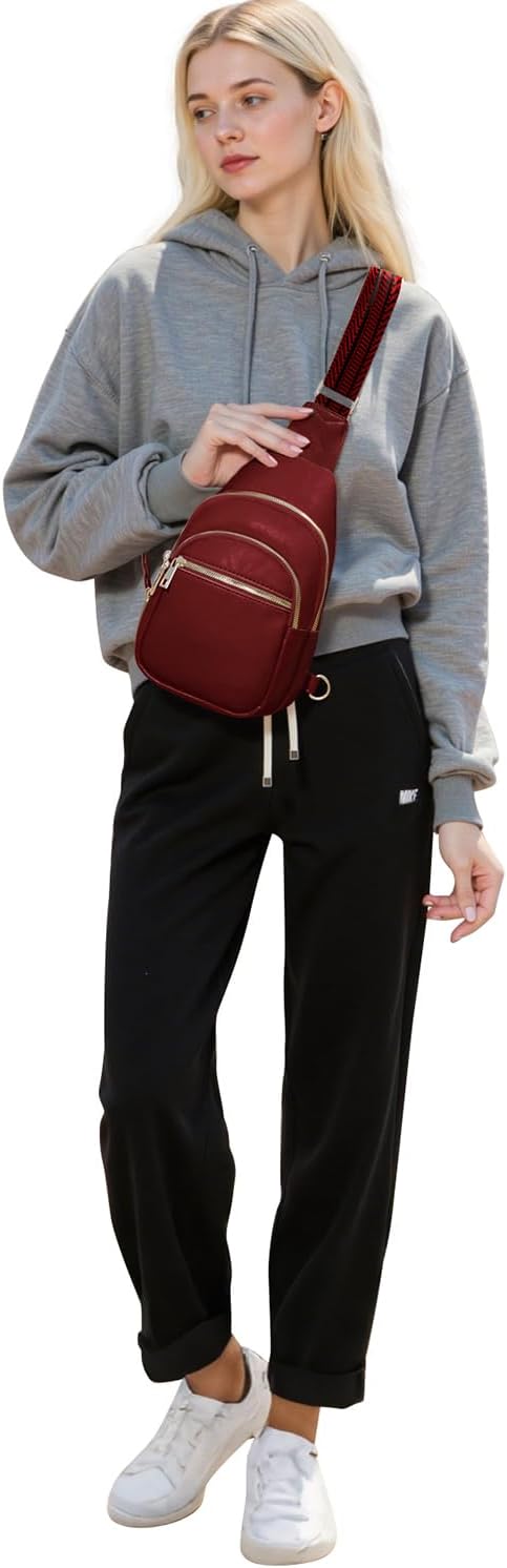 Small Leather Sling Bags for Women Fashion Crossbody Backpack Purse Sling Crossbody Bags