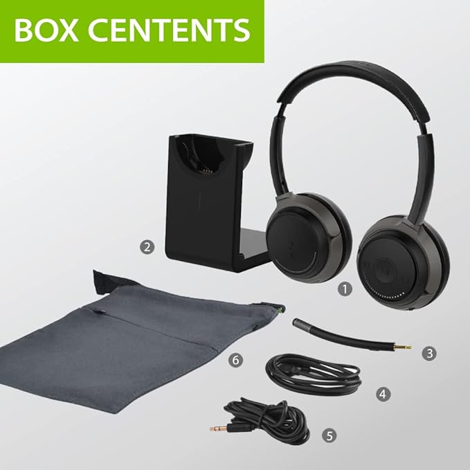 Avantree Alto Clair aptX HD Bluetooth Headset with Microphone, Mute Function, Clear Talking, Hi-Fi Music, Low Latency, Wireless Headphones with Charging Base for Computer, PC, Laptop, Skype, TV