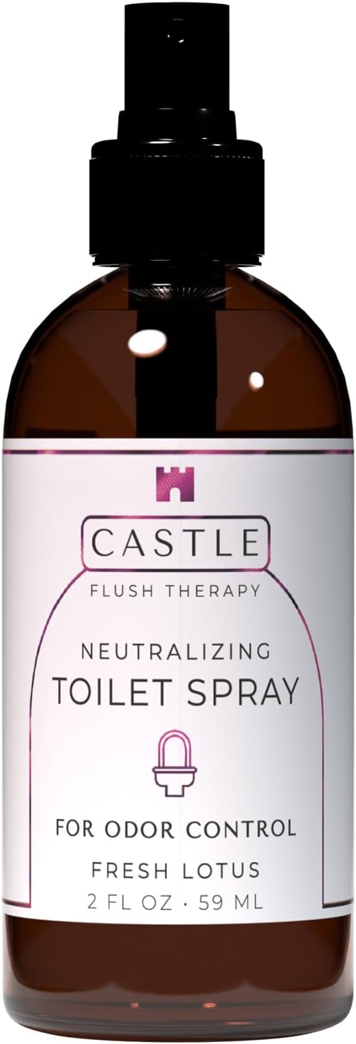 Castle Flush Therapy Neutralizing Toilet Spray | Odor Control: Mist Over the Water Surface, Go, Then Flush | Bathroom Freshening | Neutralizes Odors at the Source | Fresh Lotus | 2 oz